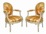 Pr Painted Louis XVI Arm Chairs 18th C ex: Sotheby's
