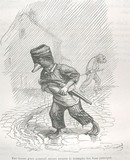 1867 Grandville Engraving, Sentries in the Rain