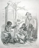 1867 Grandville Engraving, Street Scene