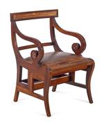 Regency Mahogany Library Arm Chair Steps, 19h Century